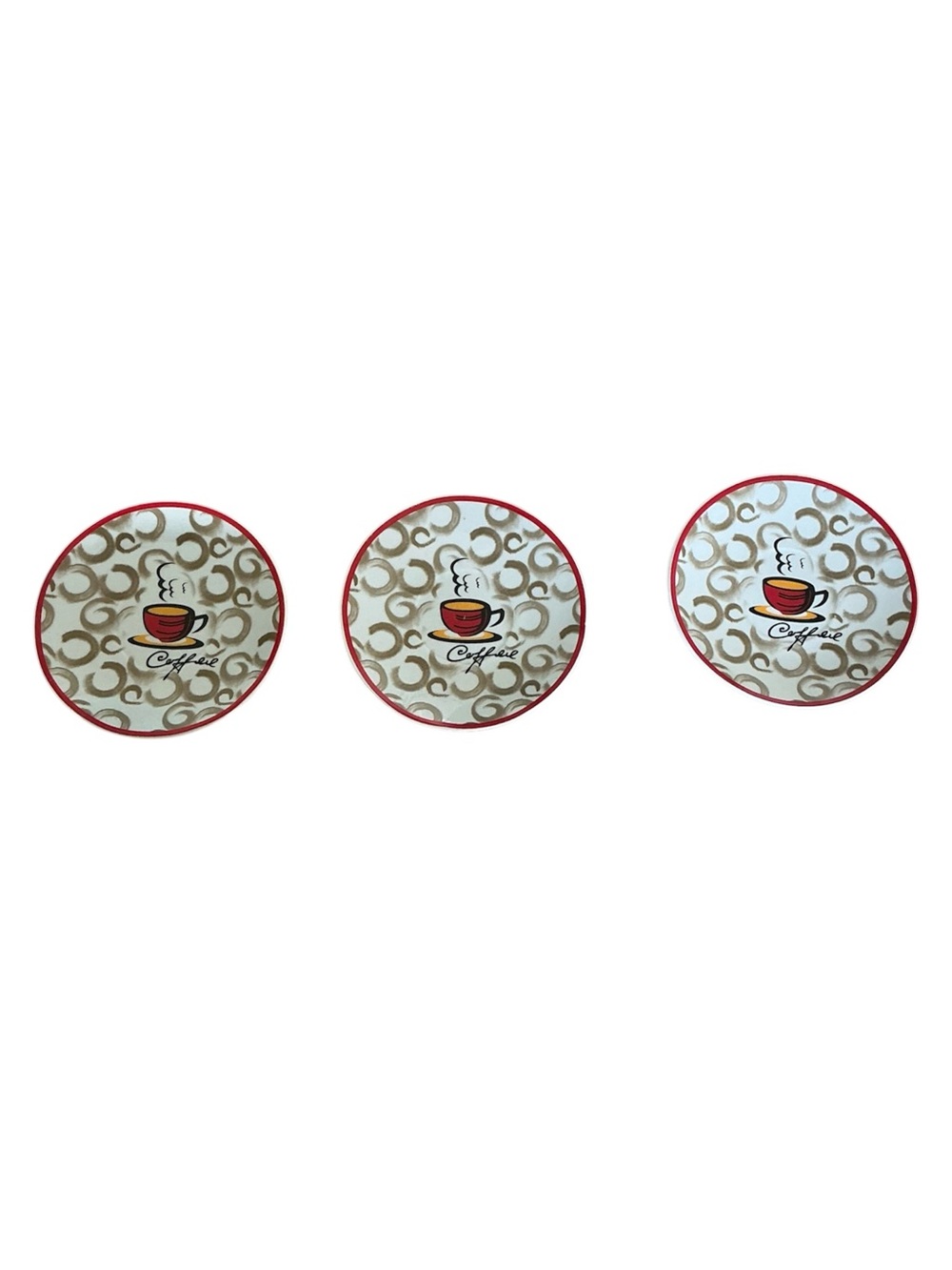 Set of 3 Coffee-Themed Mini Dessert Plates